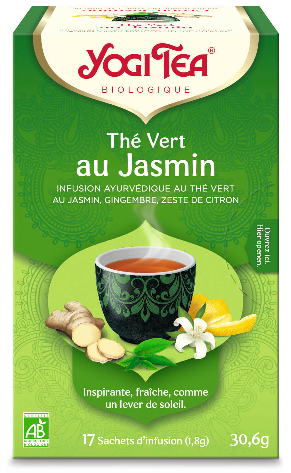 Yogi thé Vert au jasmin bio 17 sachets